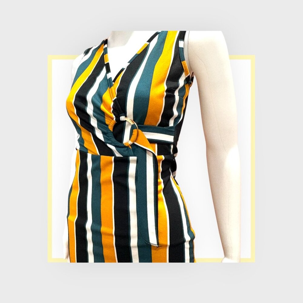 Fashion Magazine Striped Bodycon Mini Dress - Small - Like New